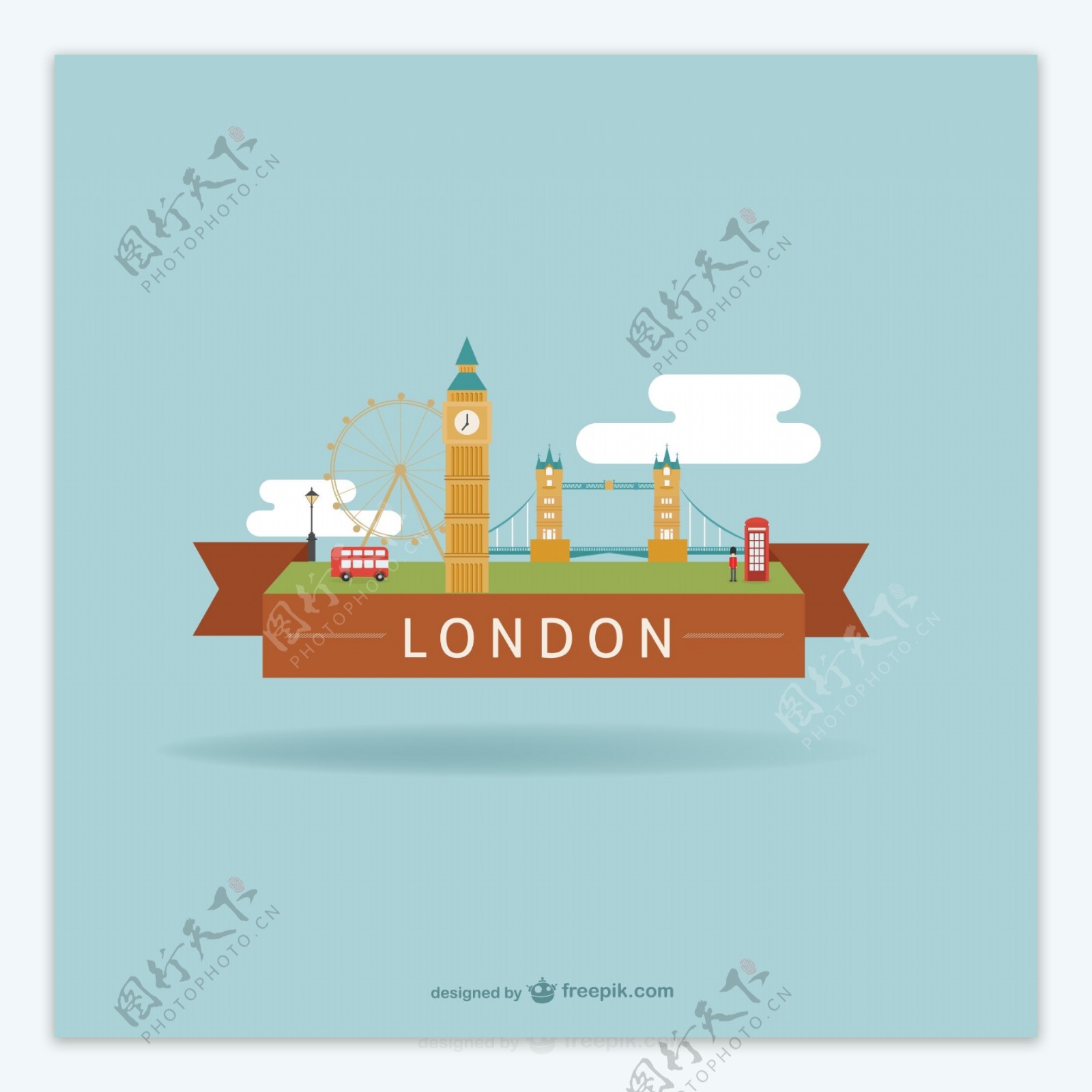 伦敦风情特色标签矢量素材图片