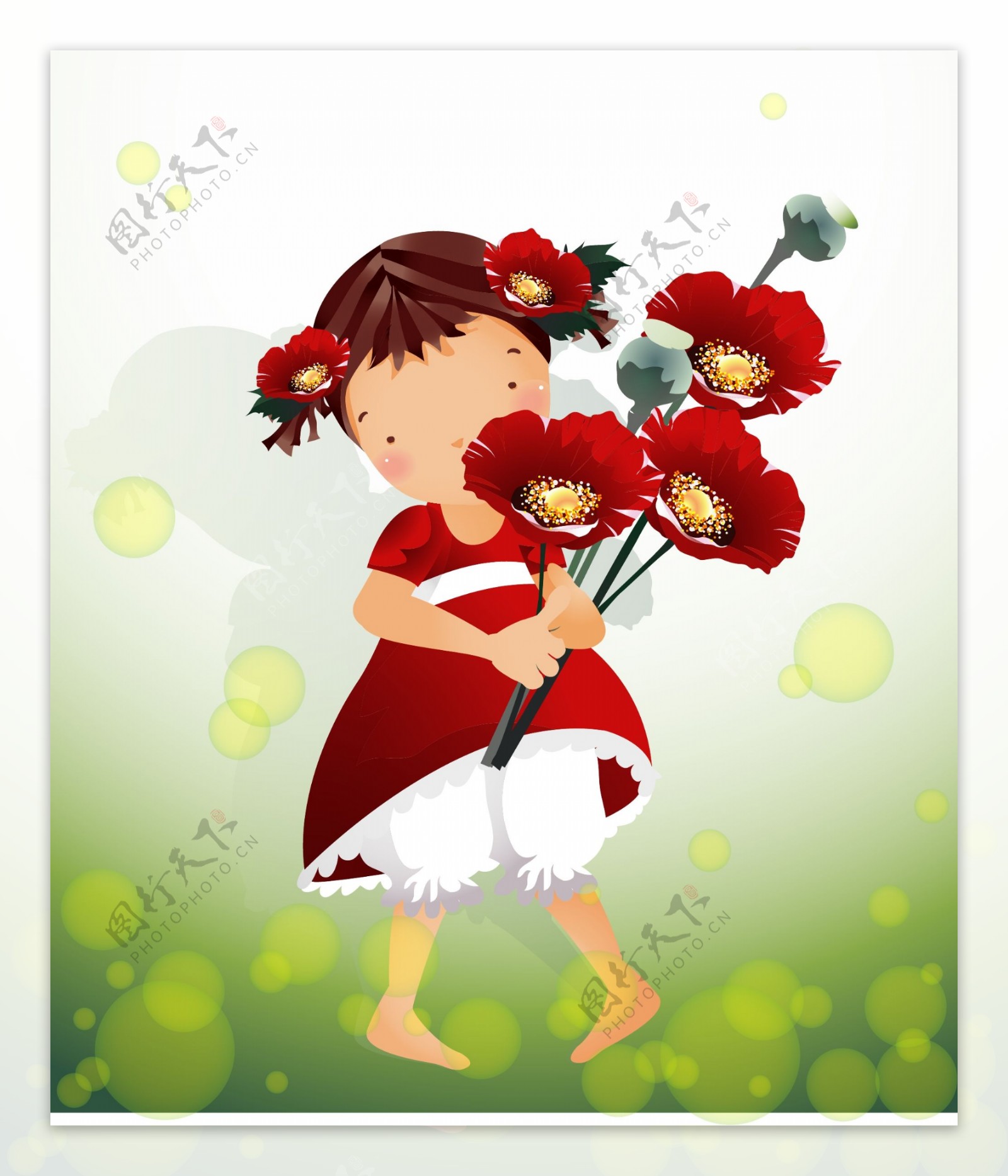 红色的花的主题iclickart四赛季韩国可爱女孩专辑