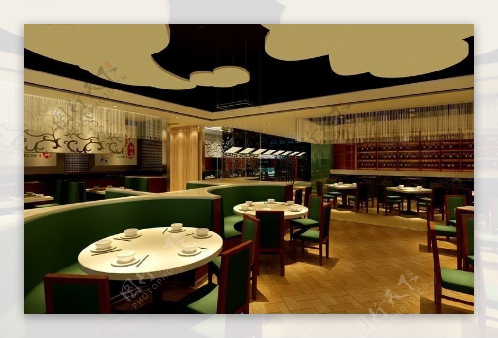 时尚典雅大型餐厅装饰设计3D模型素材