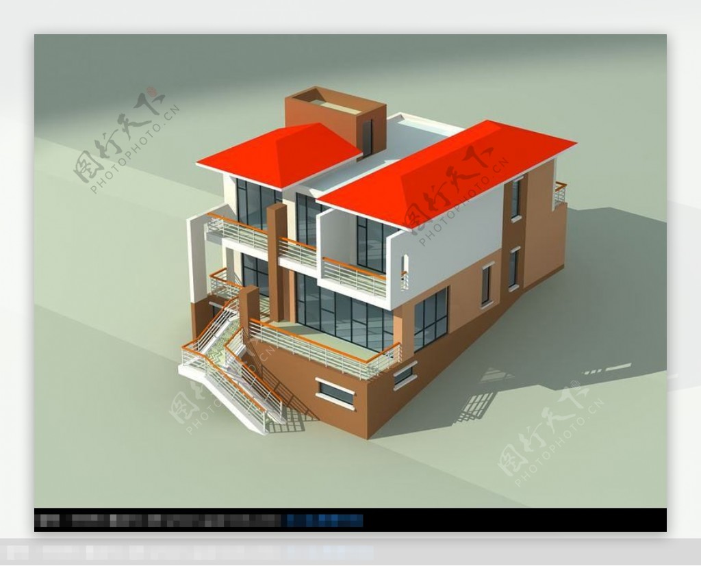 3d朴素经济别墅模型
