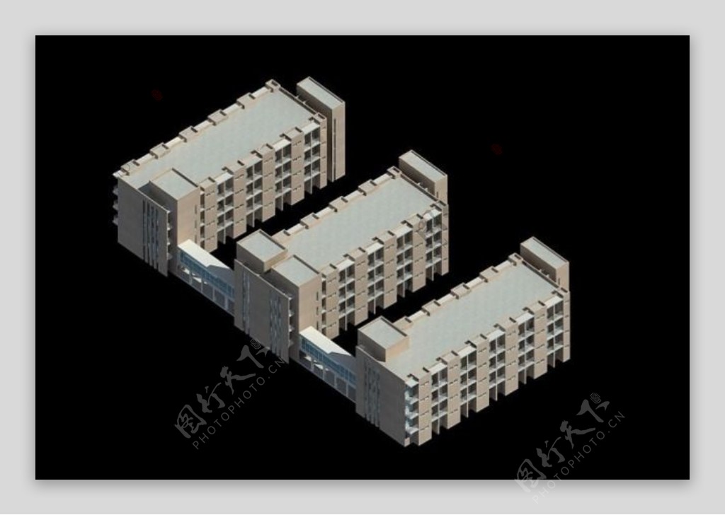 中式学校建筑群3D模型设计