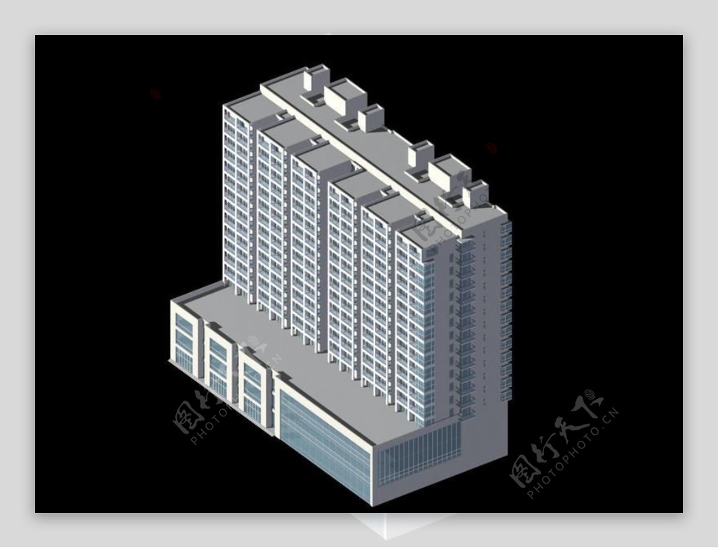 现代时尚商业住宅楼3D模型