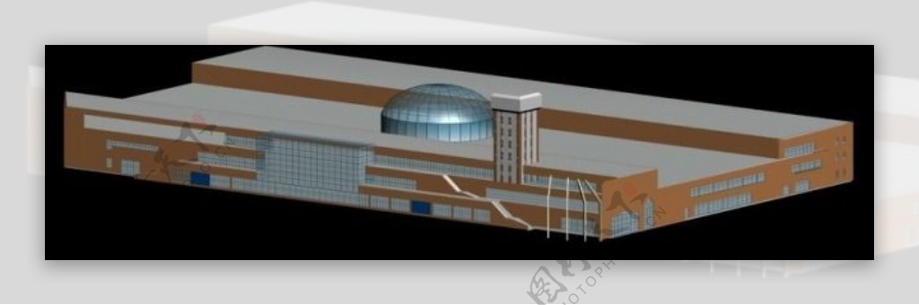 沿街现代商业大厦3D模型设计