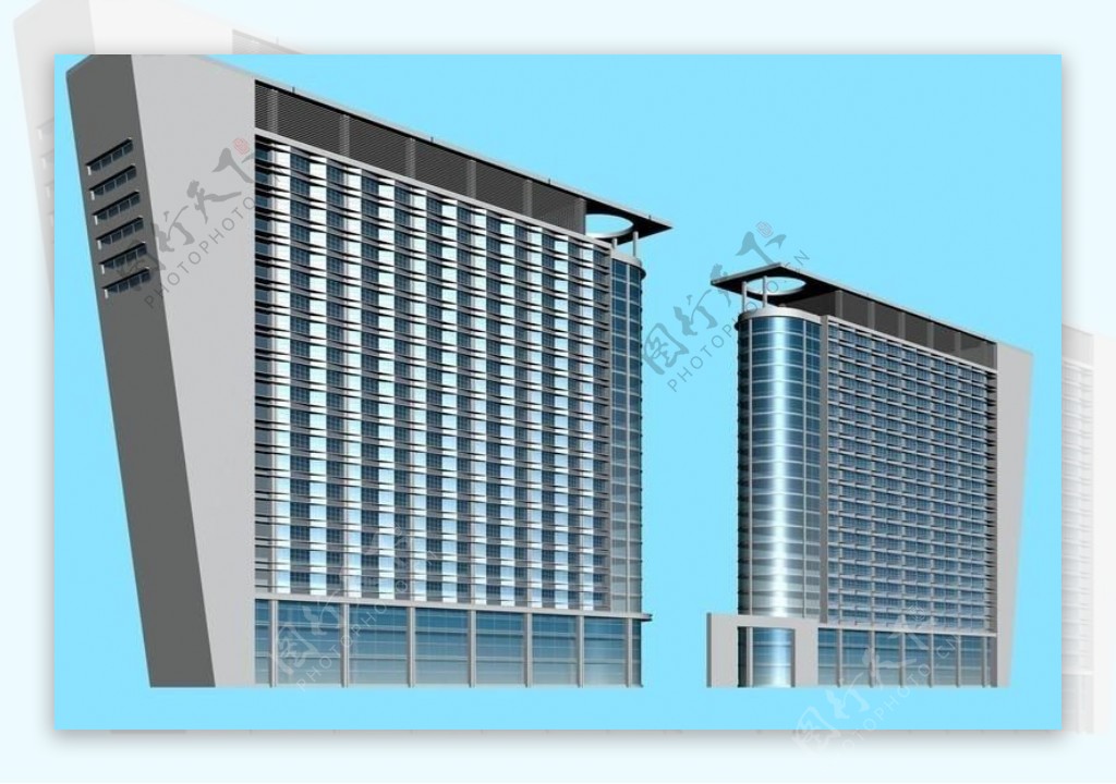 半边梯形高层公共建筑商业大厦3D模型