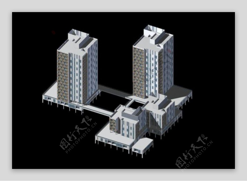 现代高层商业大厦建筑群3D模型设计