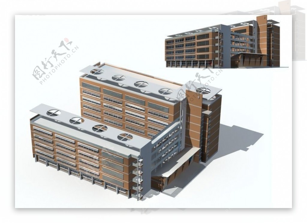 多层公共建筑学校教学楼3D模型