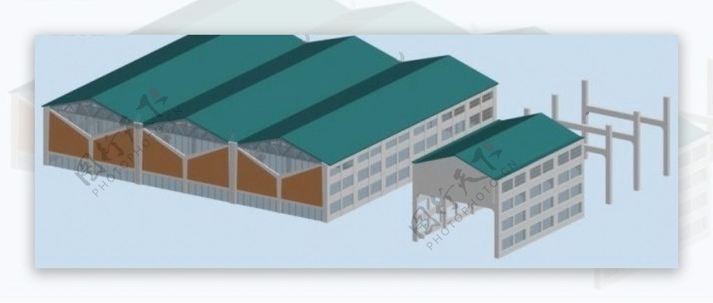 常规厂房建筑群3D模型设计