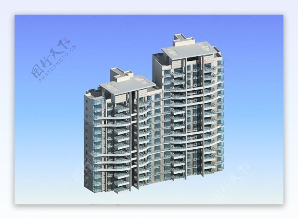 弧形高层住宅建筑3D模型
