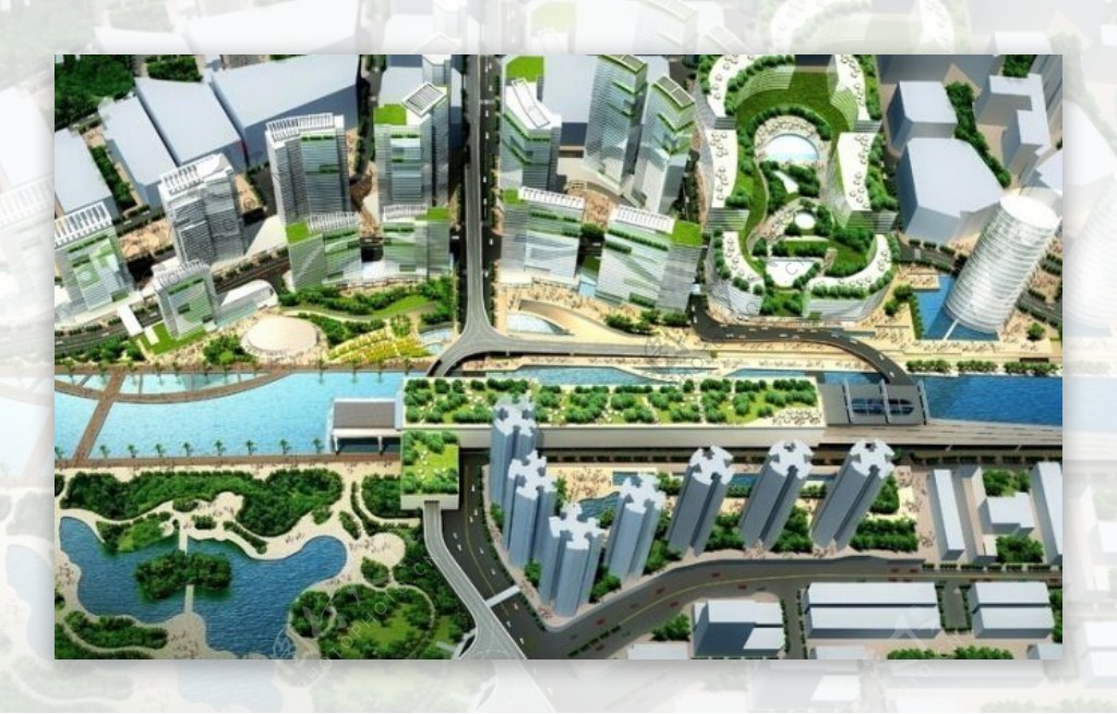 局部现代城市规划城市景观鸟瞰图