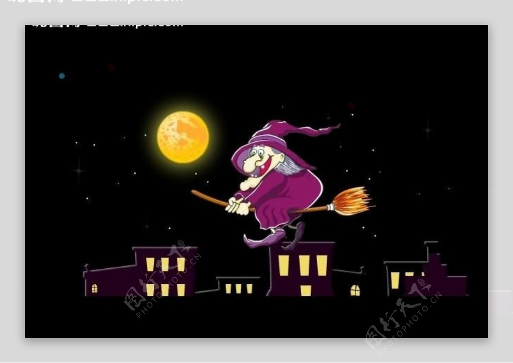 巫婆骑扫帚动画图片