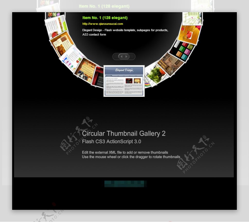 flash相册圆形旋转滑过放大网页特效