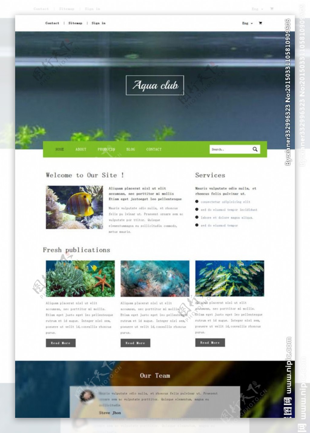 海底生物展示网站模板图片