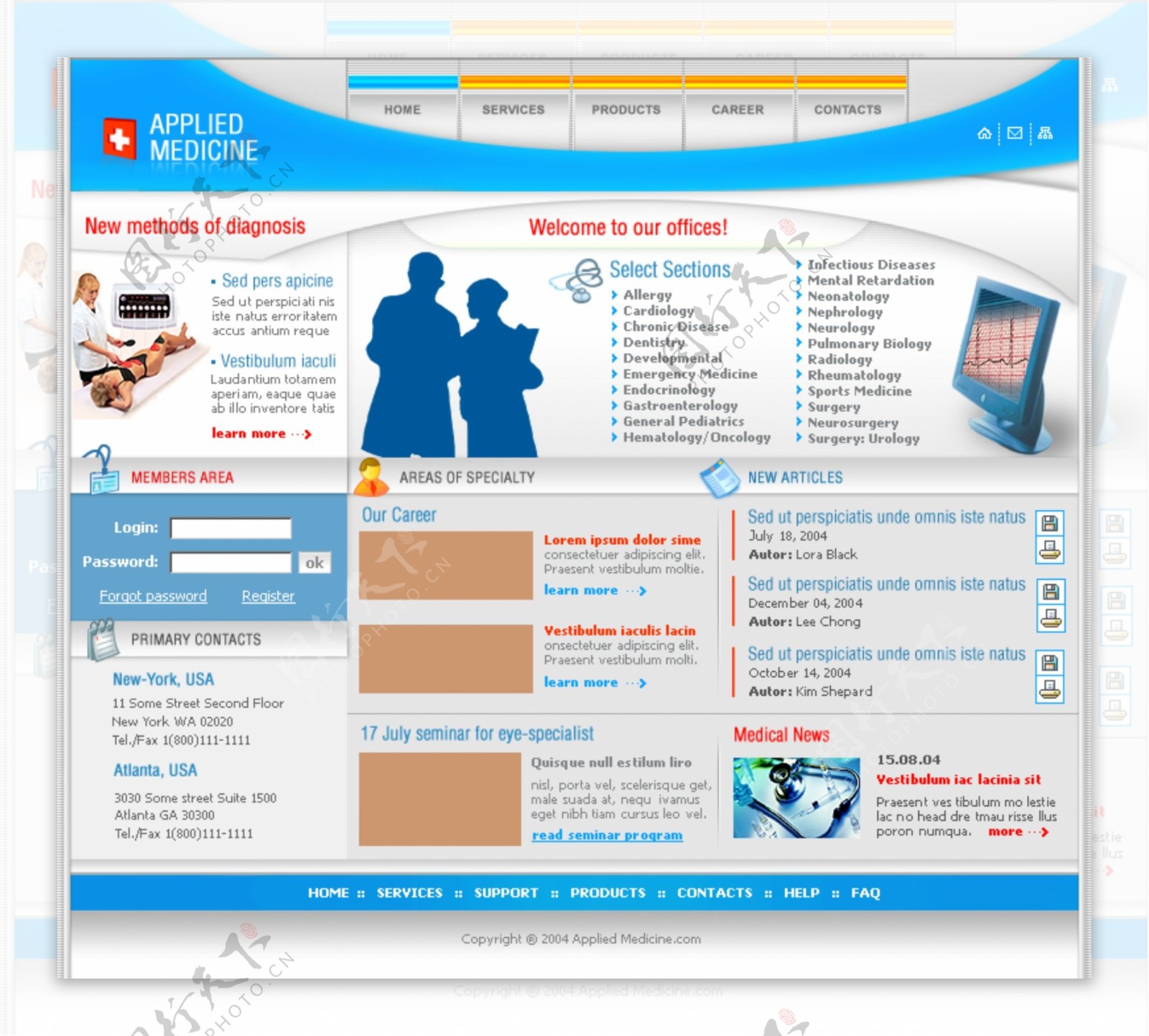 医疗网页模板图片