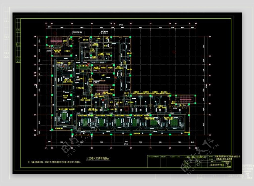 三层通风空调平面图CAD图纸
