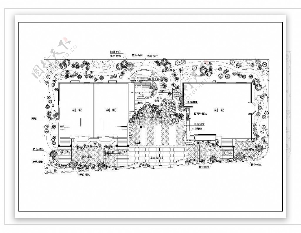 别墅景观方案cad图纸