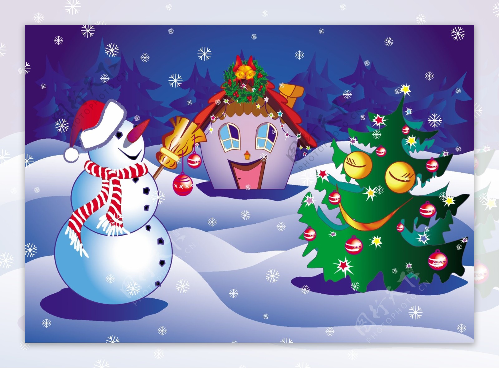 多款圣诞节童话雪人背景矢量素材