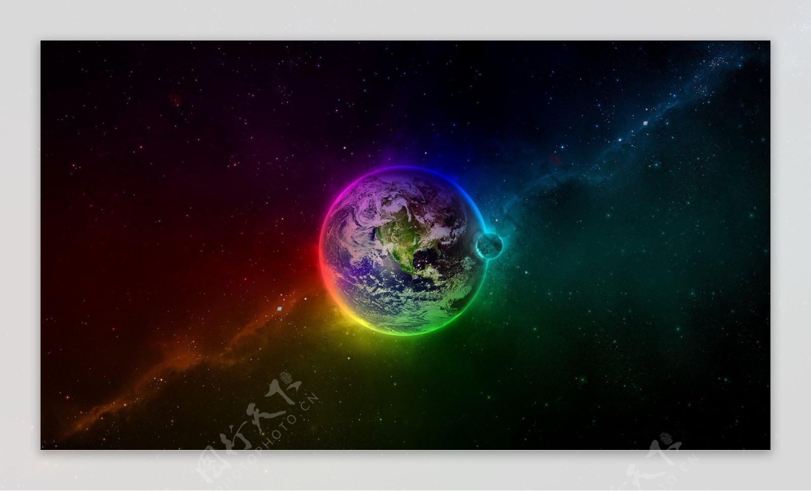 地球彩色宇宙背景图