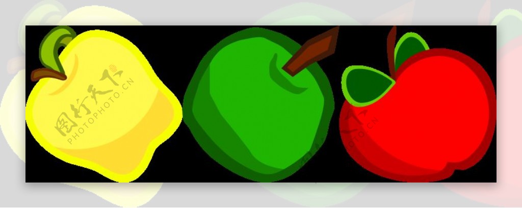三个卡通的苹果