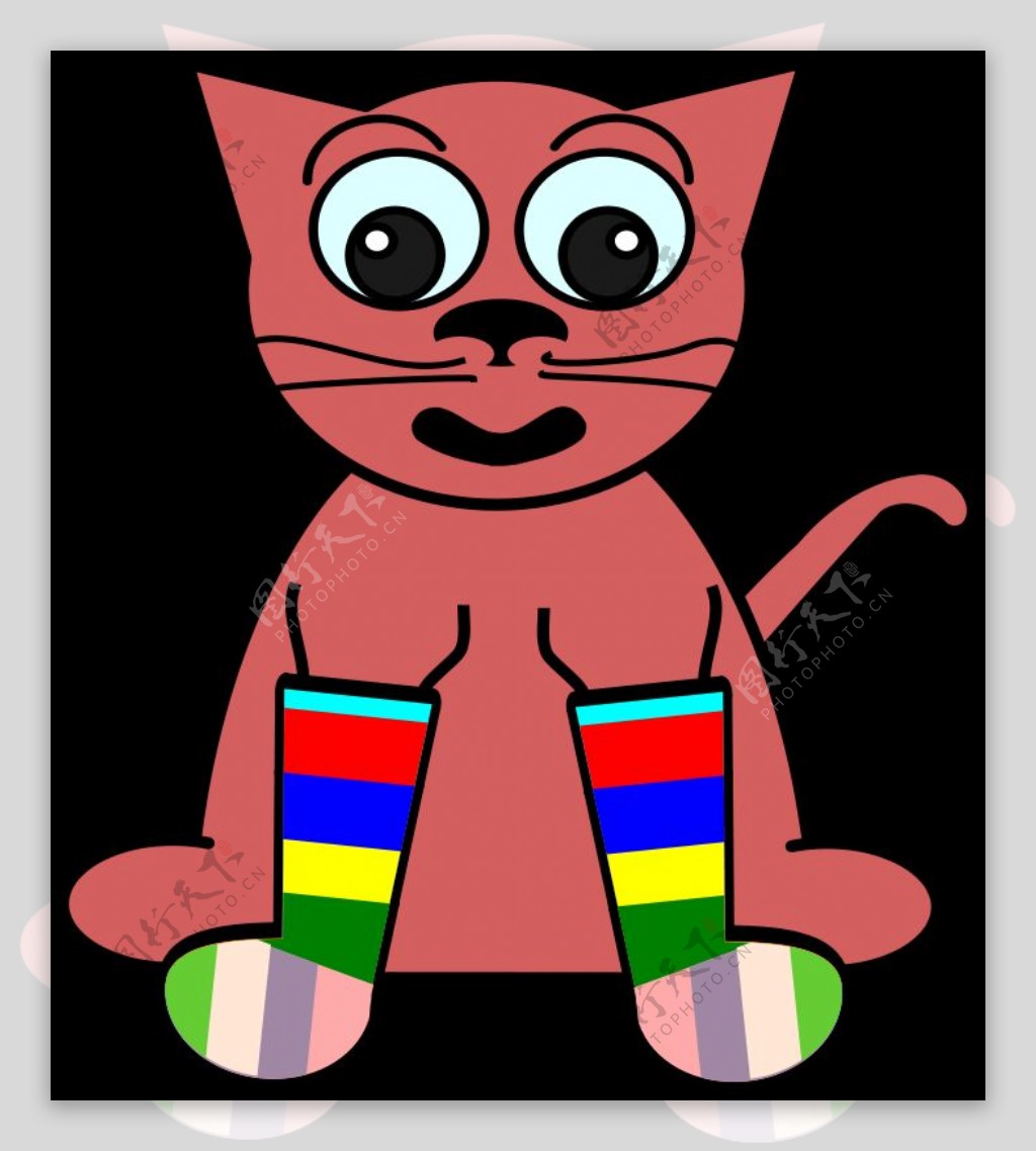 穿彩虹袜卡通猫