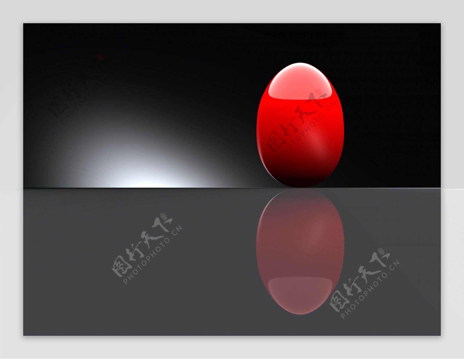 闪闪发光的红蛋在黑色的背景