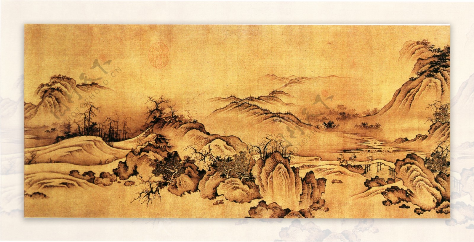 古典中国画山水风景画远山