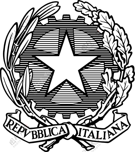 黑色和白色的意大利共和国国徽的剪辑艺术