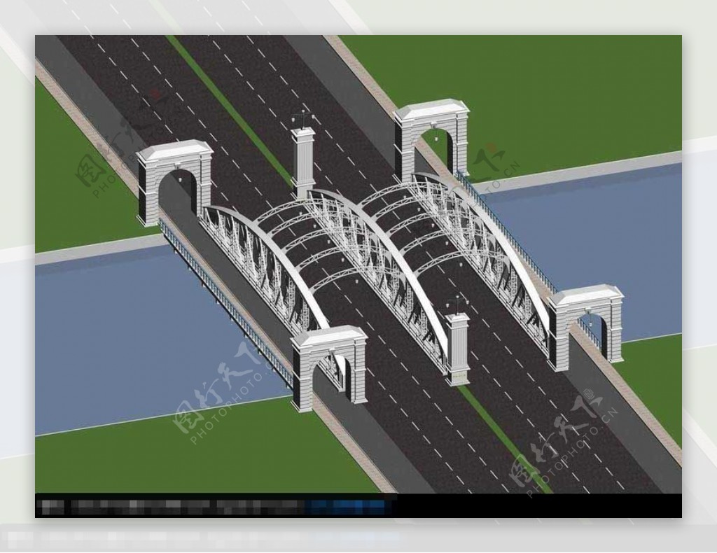 现代风格的桥梁大桥3D小品建筑模型