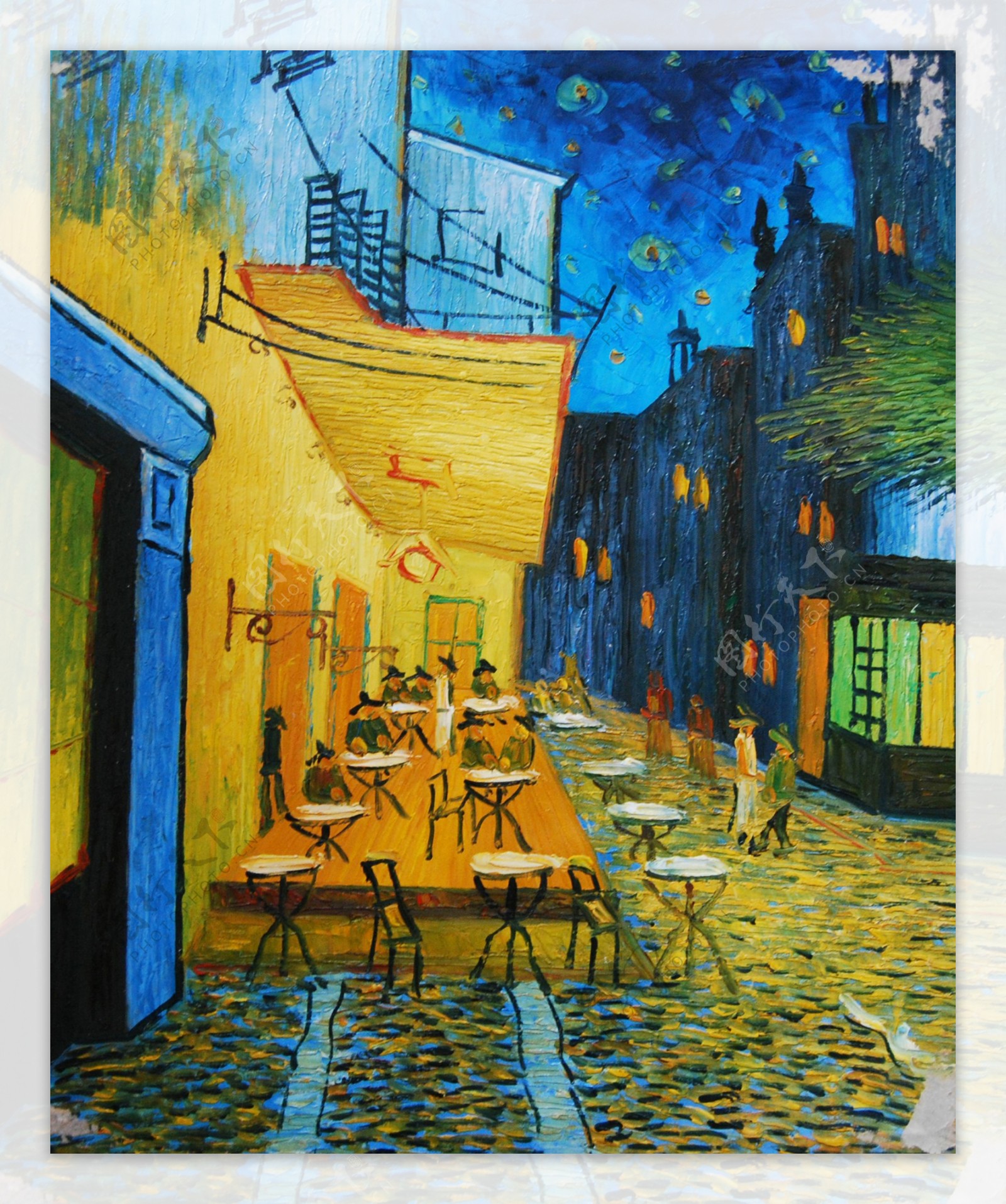 街头小巷餐厅外景风格抽象油画