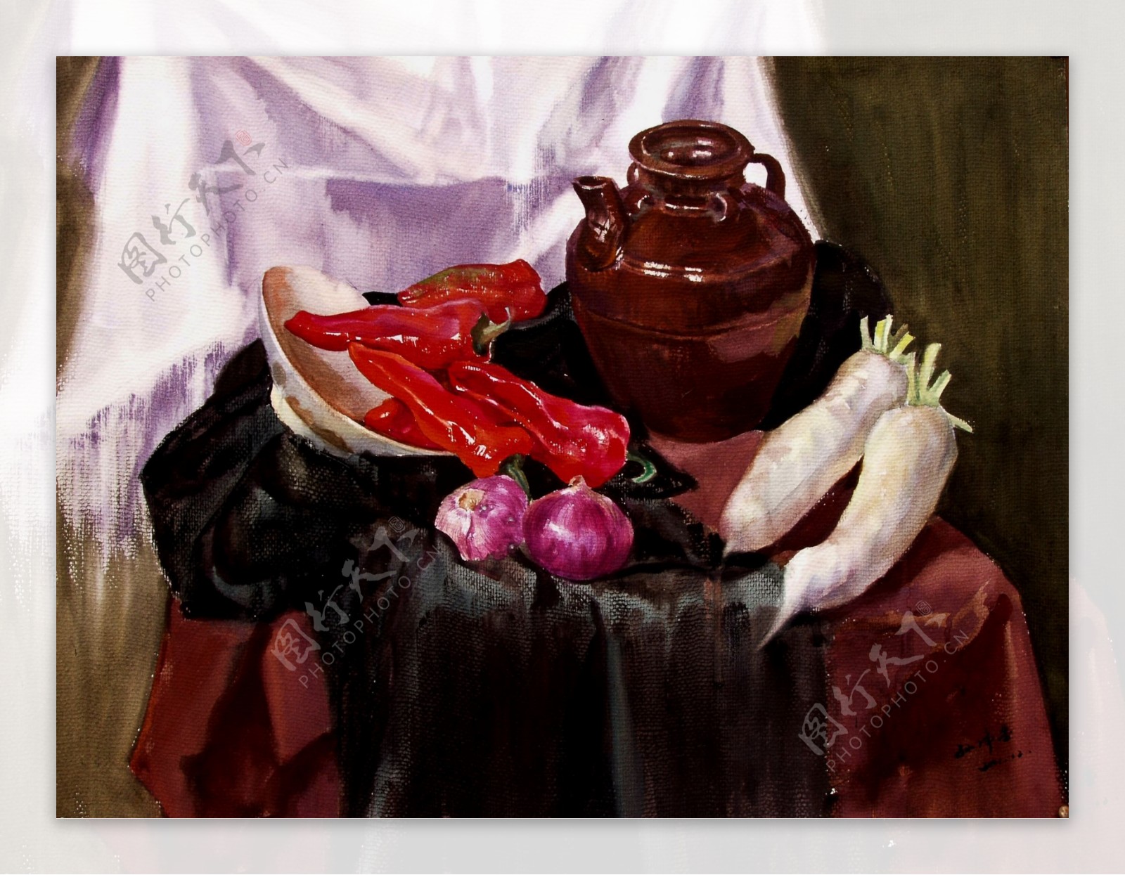 sjf姘村僵闈欑墿2001花卉水果蔬菜器皿静物印象画派写实主义油画装饰画