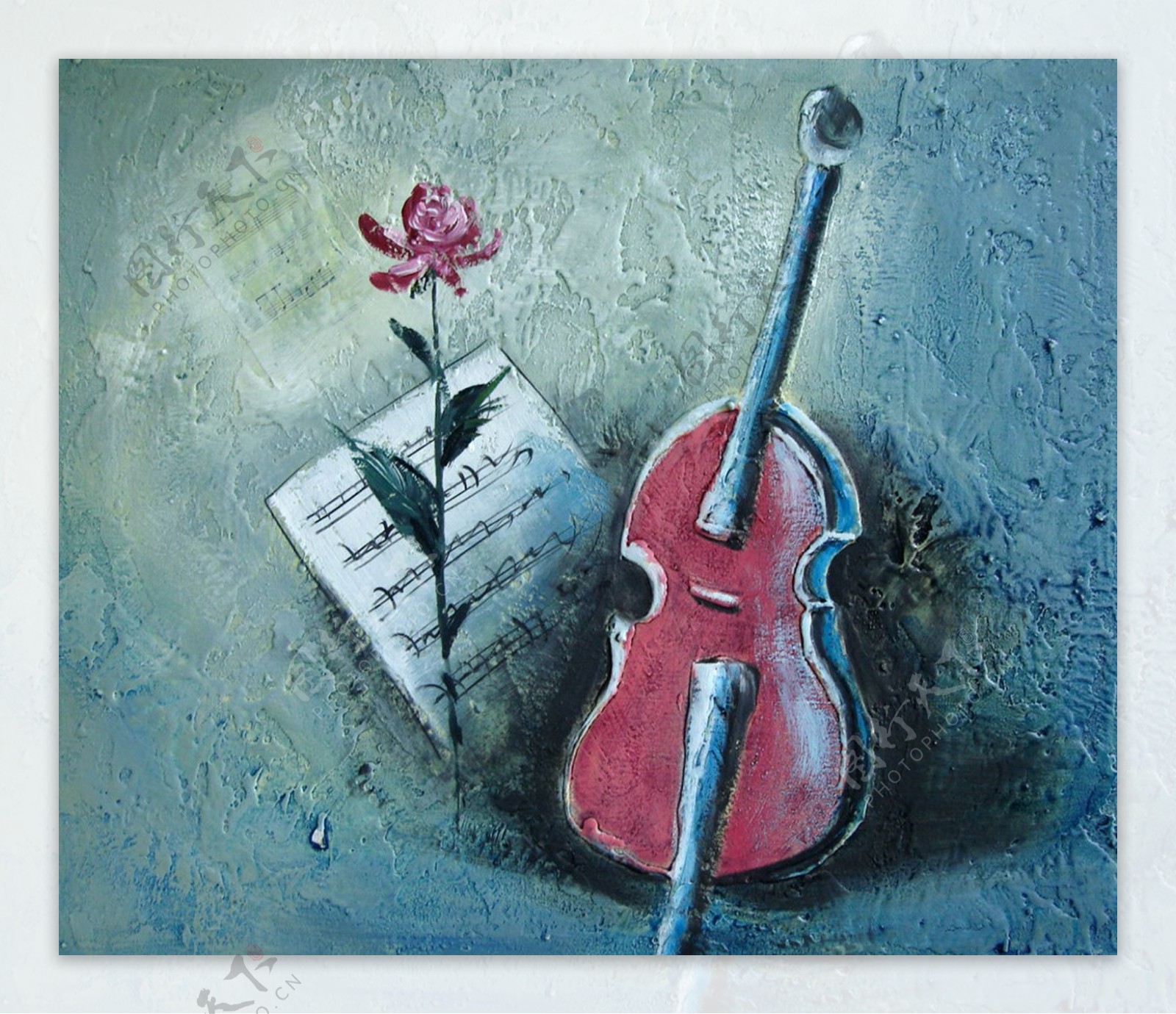 小提琴和琴谱油画