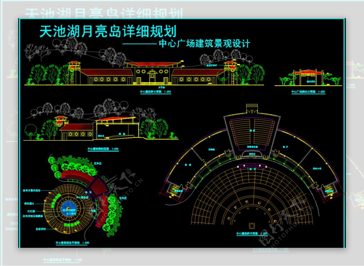 公园广场天池湖月亮岛公园中心图片