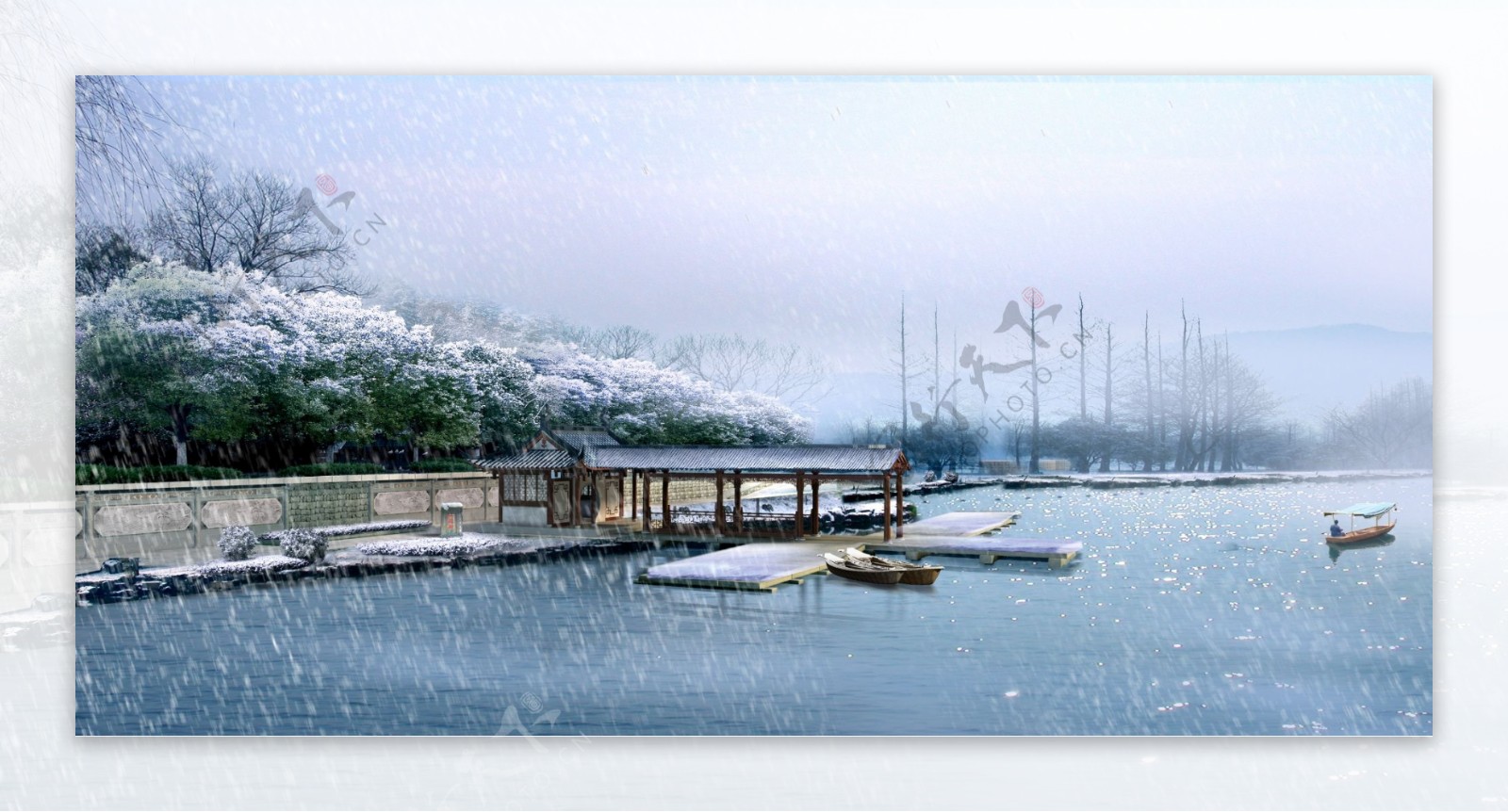 湖泊雪景环境设计