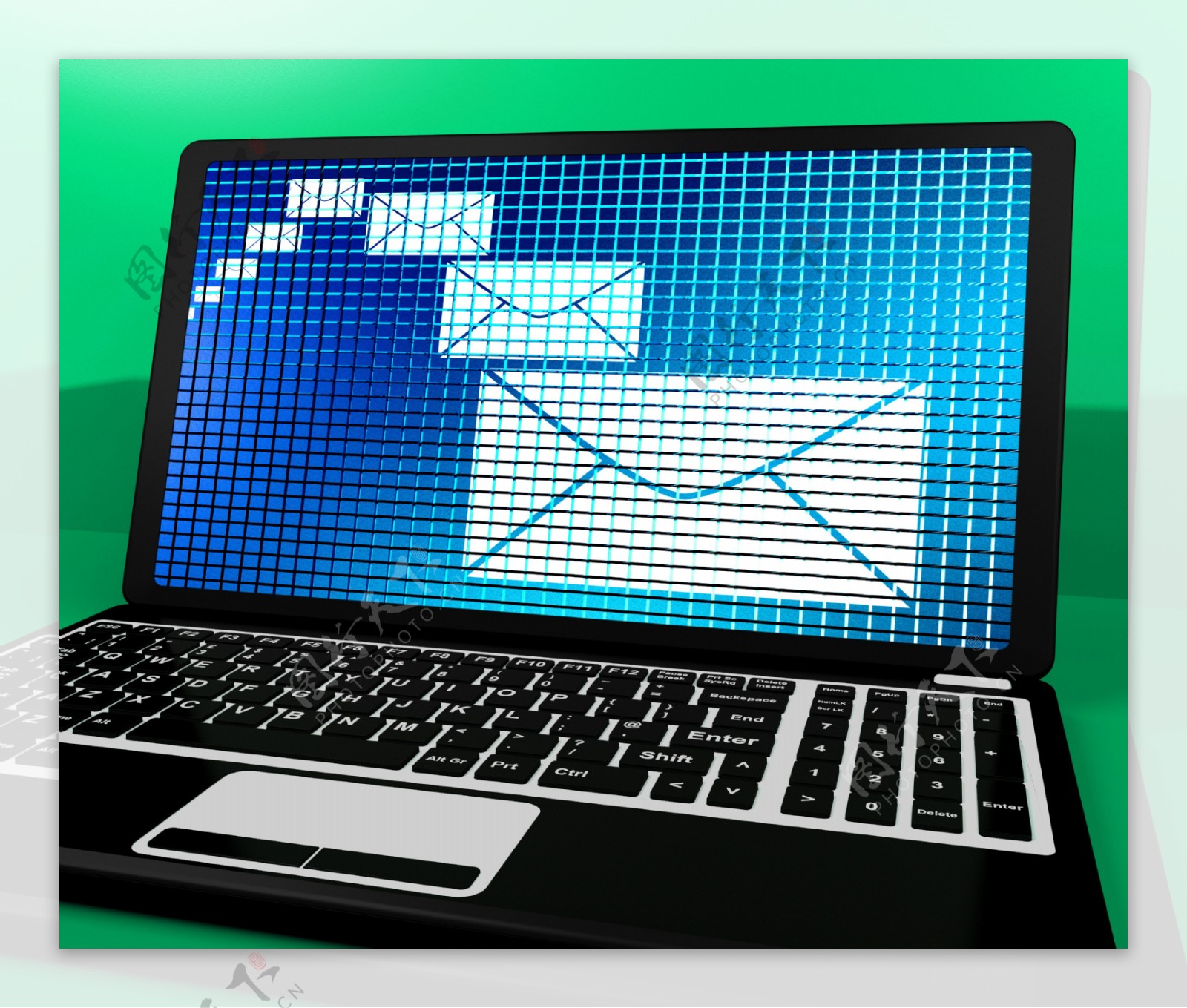 笔记本电脑显示电子邮件或联系电子邮件图标