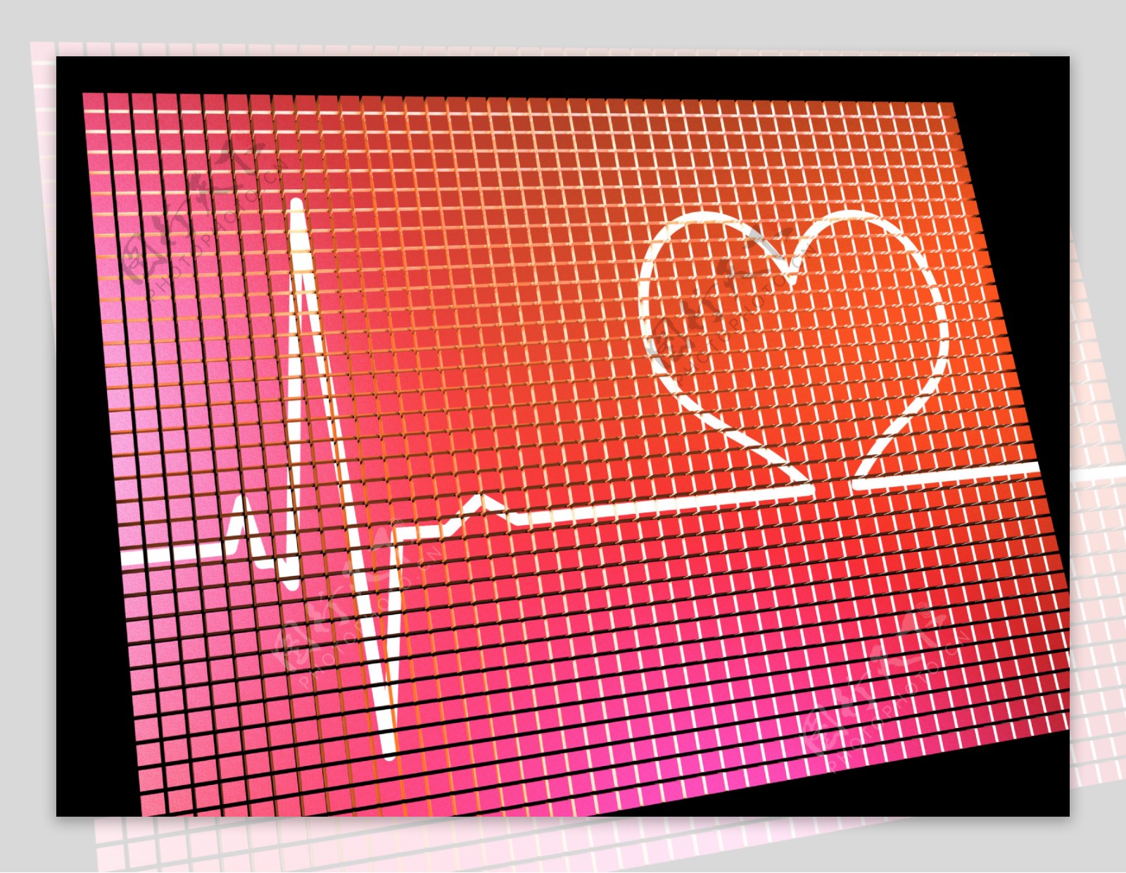 心率监视器显示心脏及冠状动脉健康