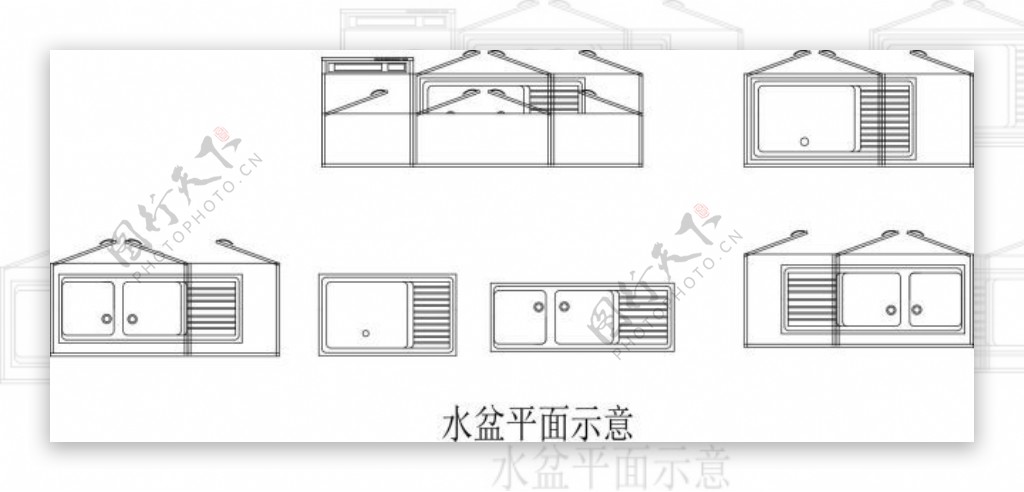 厨房用品水盆设计矢量图