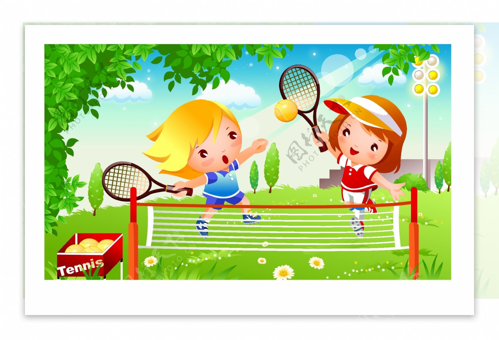 网球运动儿童矢量图下载