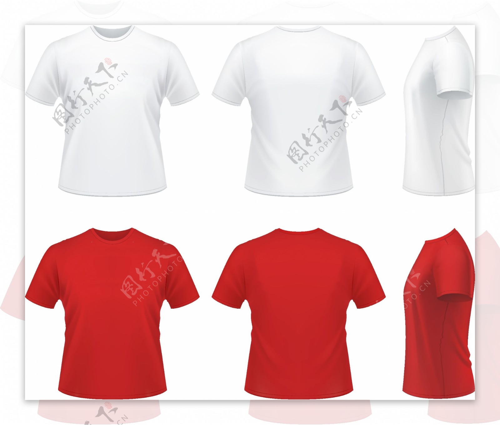 红色和白色tshirt矢量素材