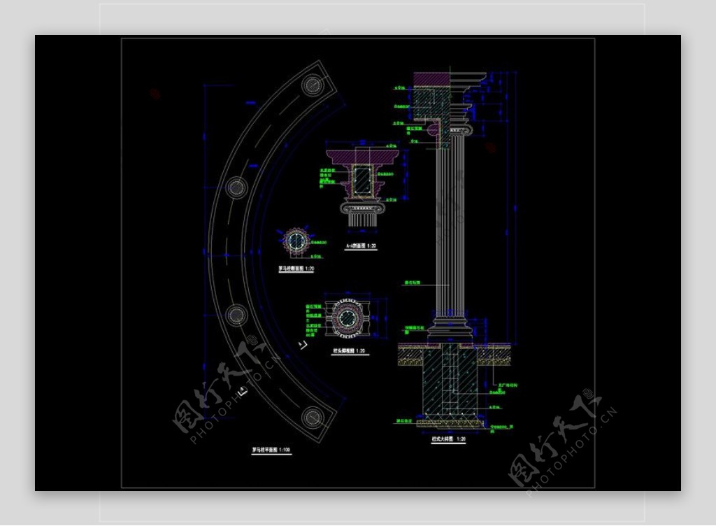 欧式廊柱大样图CAD图纸