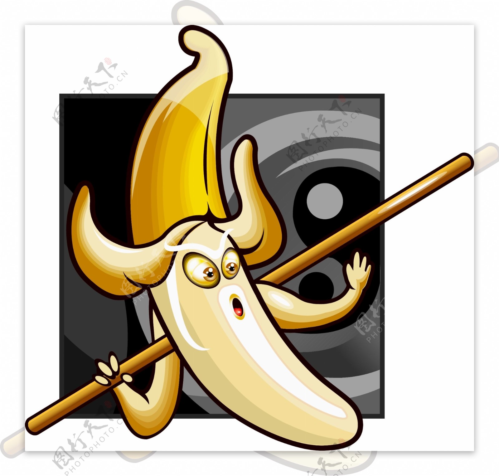 拿着木棍的卡通香蕉表情图片