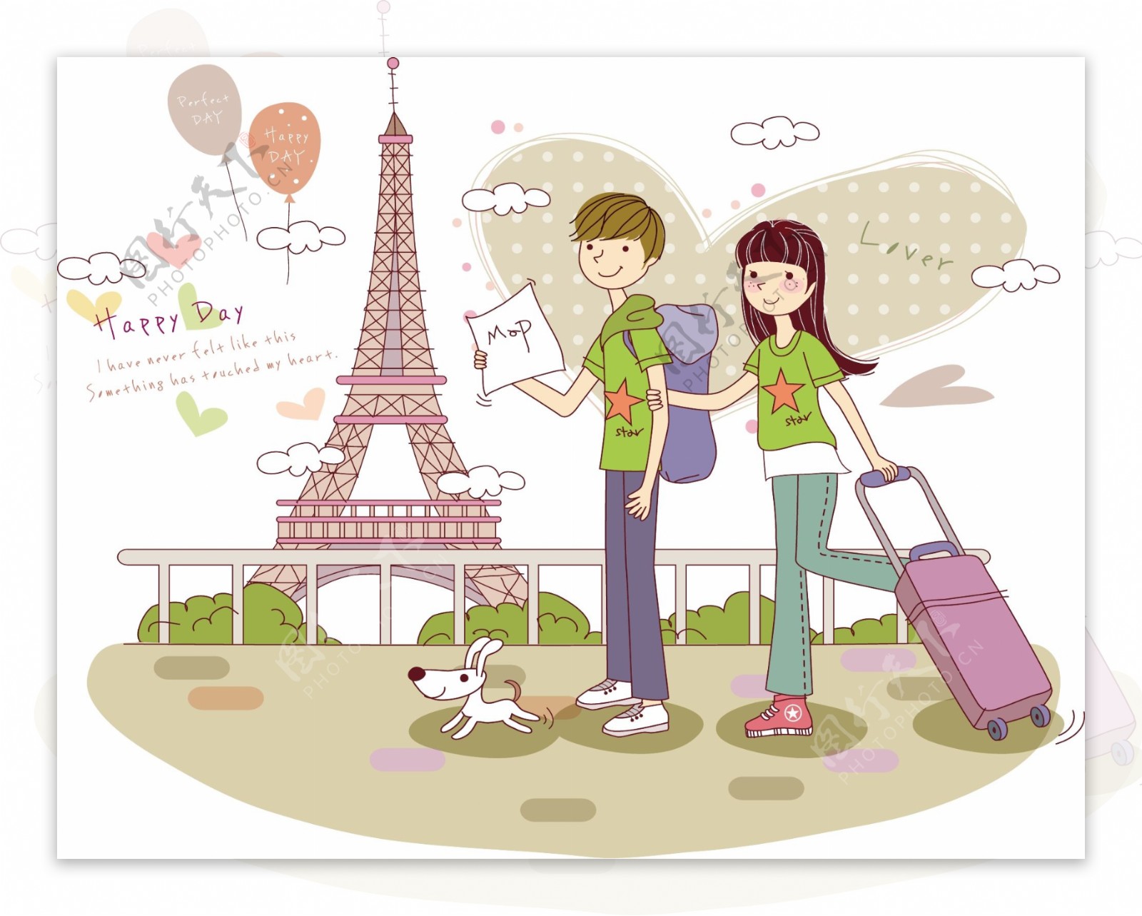巴黎旅行的情侣