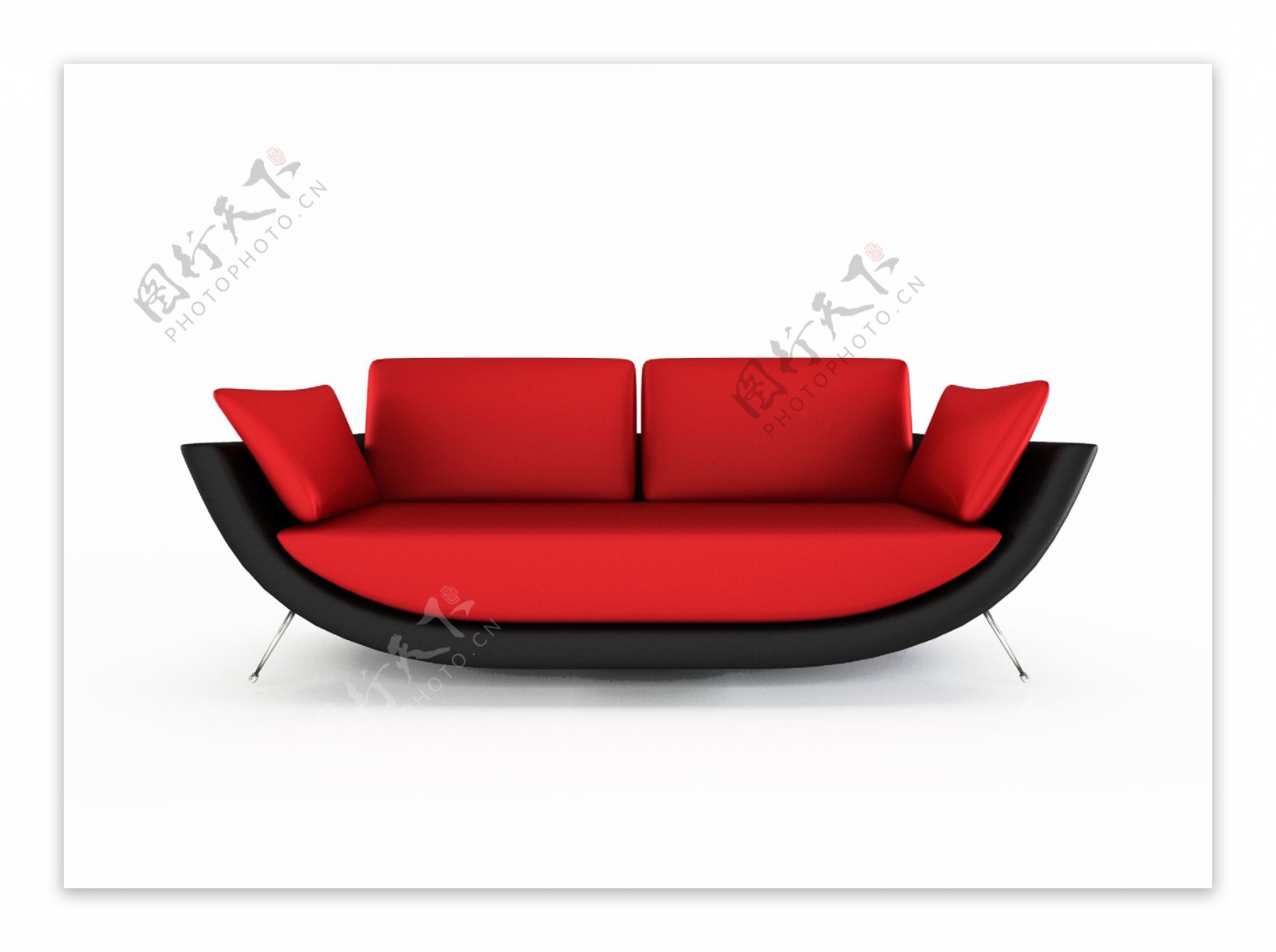 红色时尚流线型沙发图片