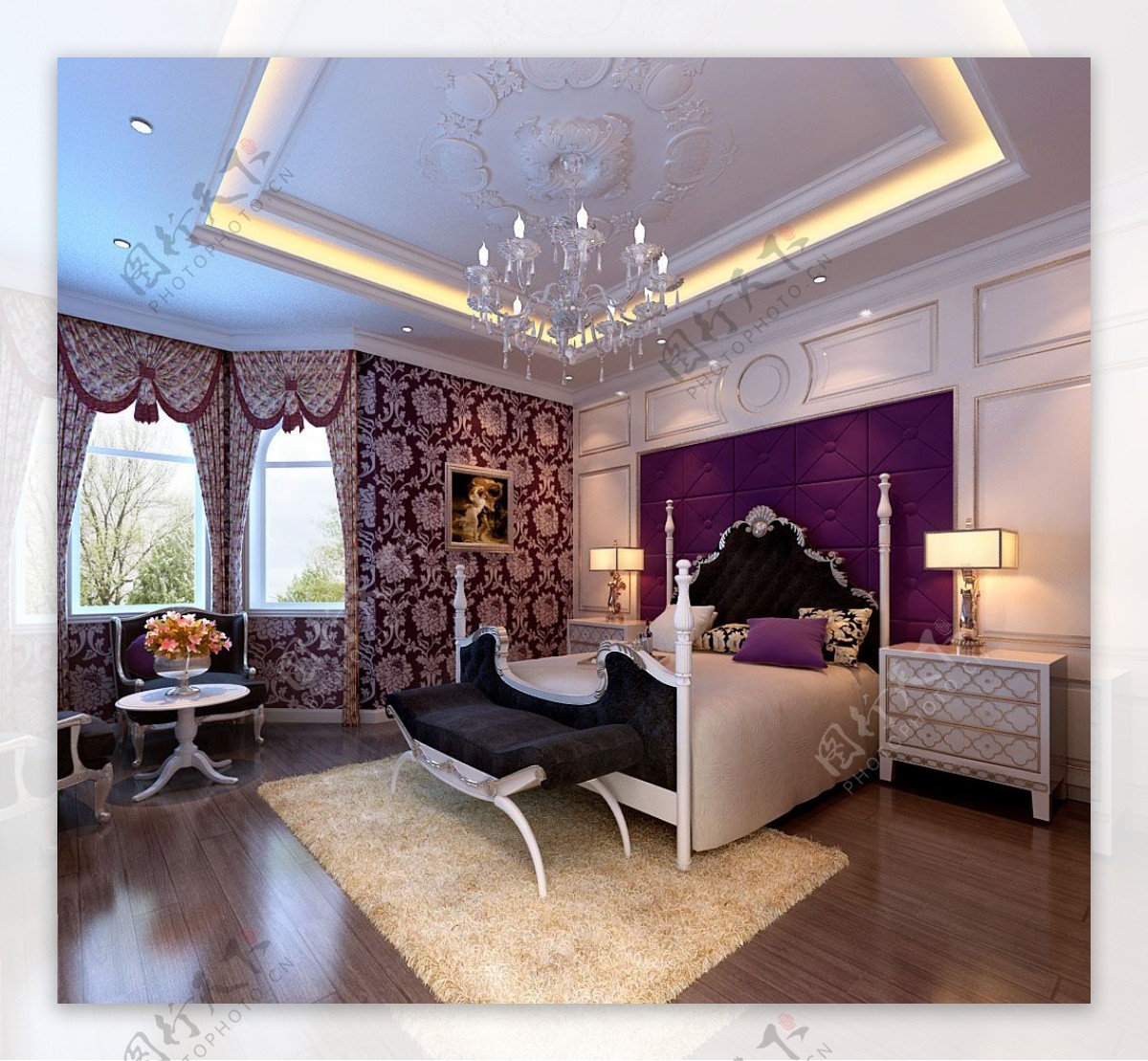 时尚紫色调卧室