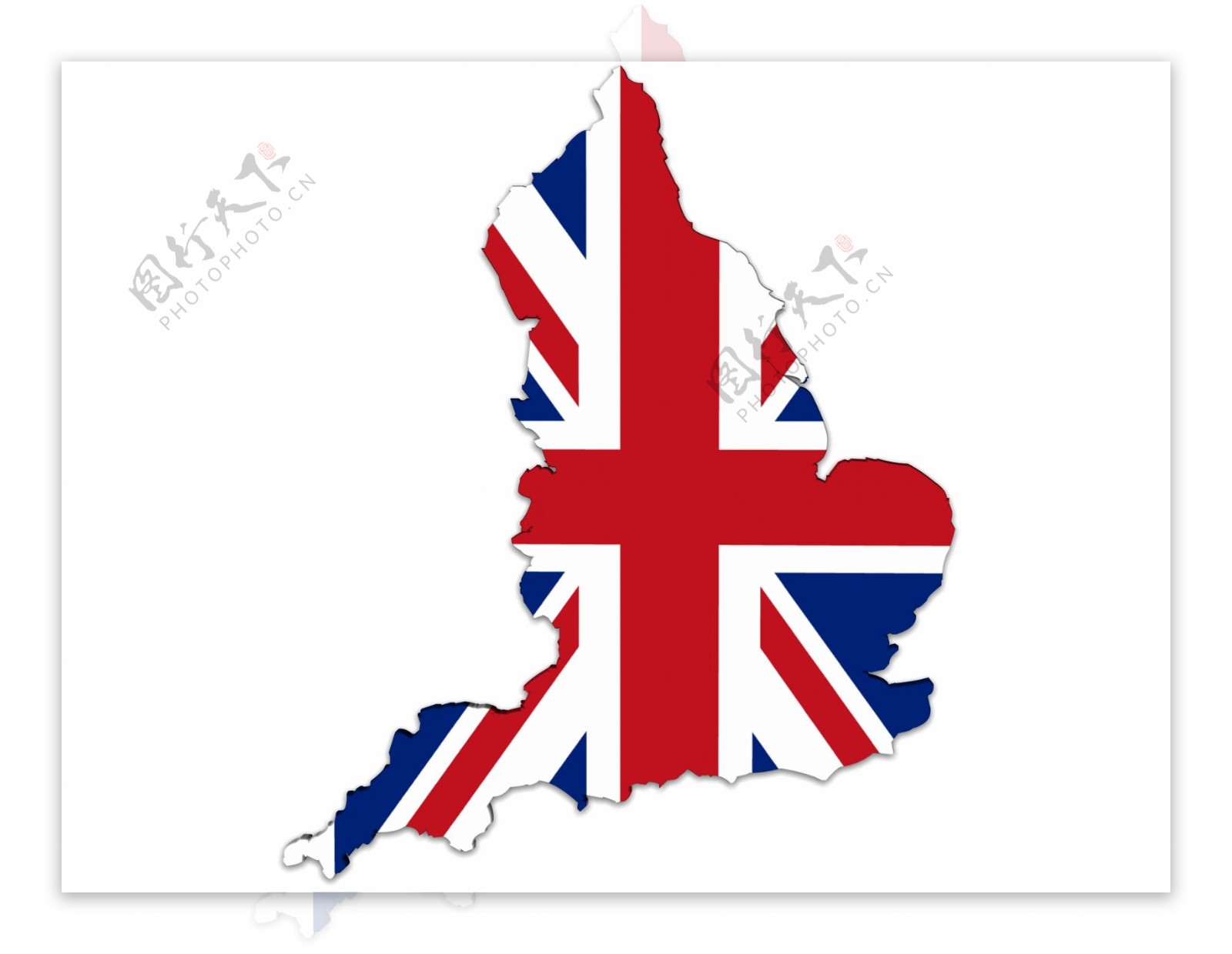 英国地图和英国国旗