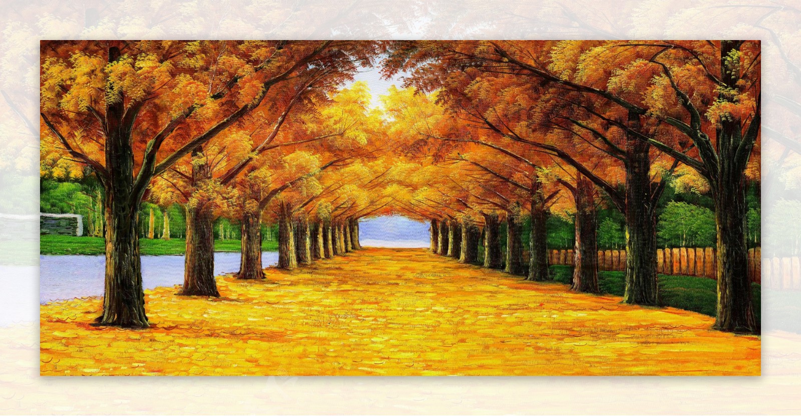 油画装饰画黄金树无框画图片