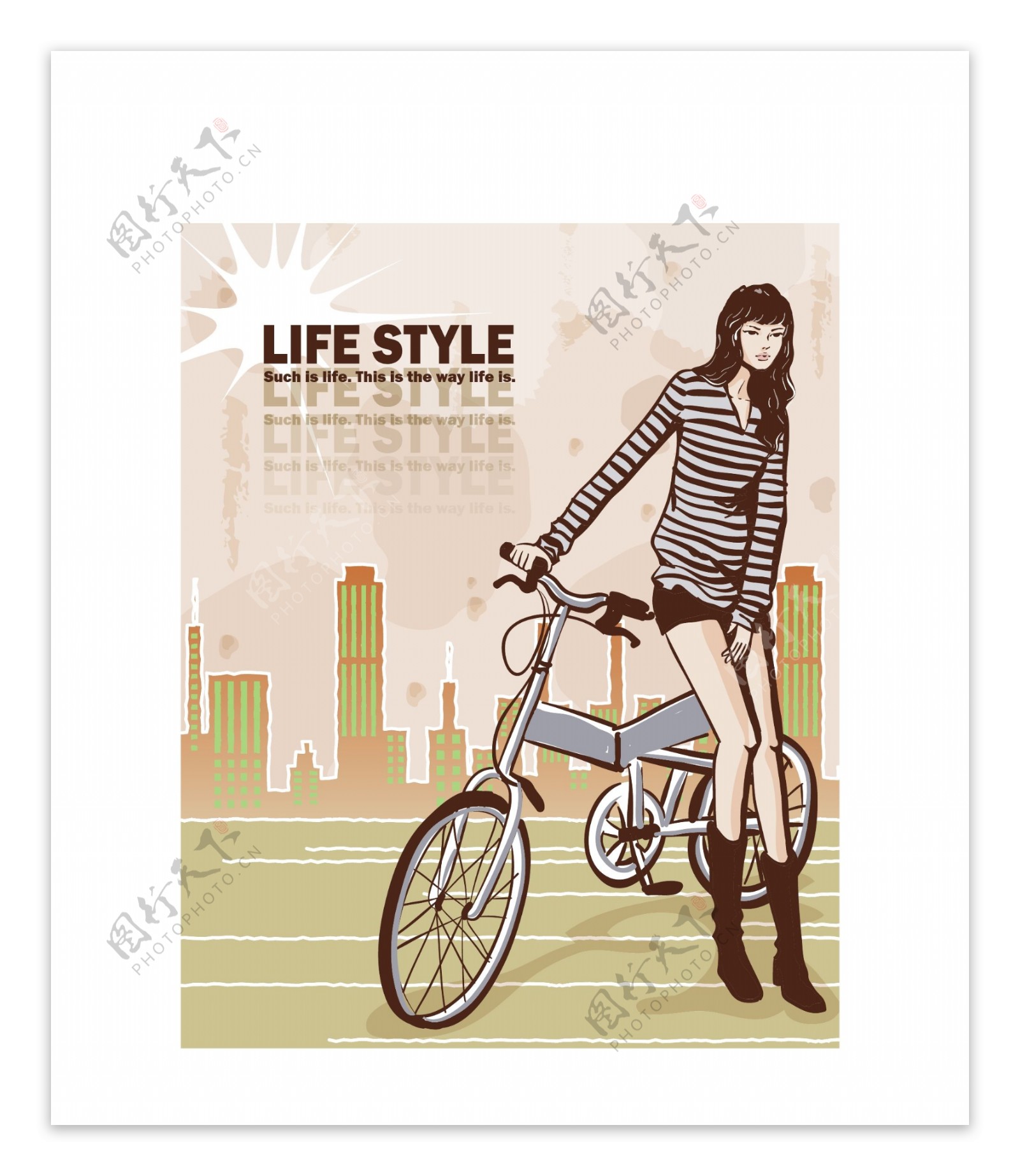 美女骑自行车图片