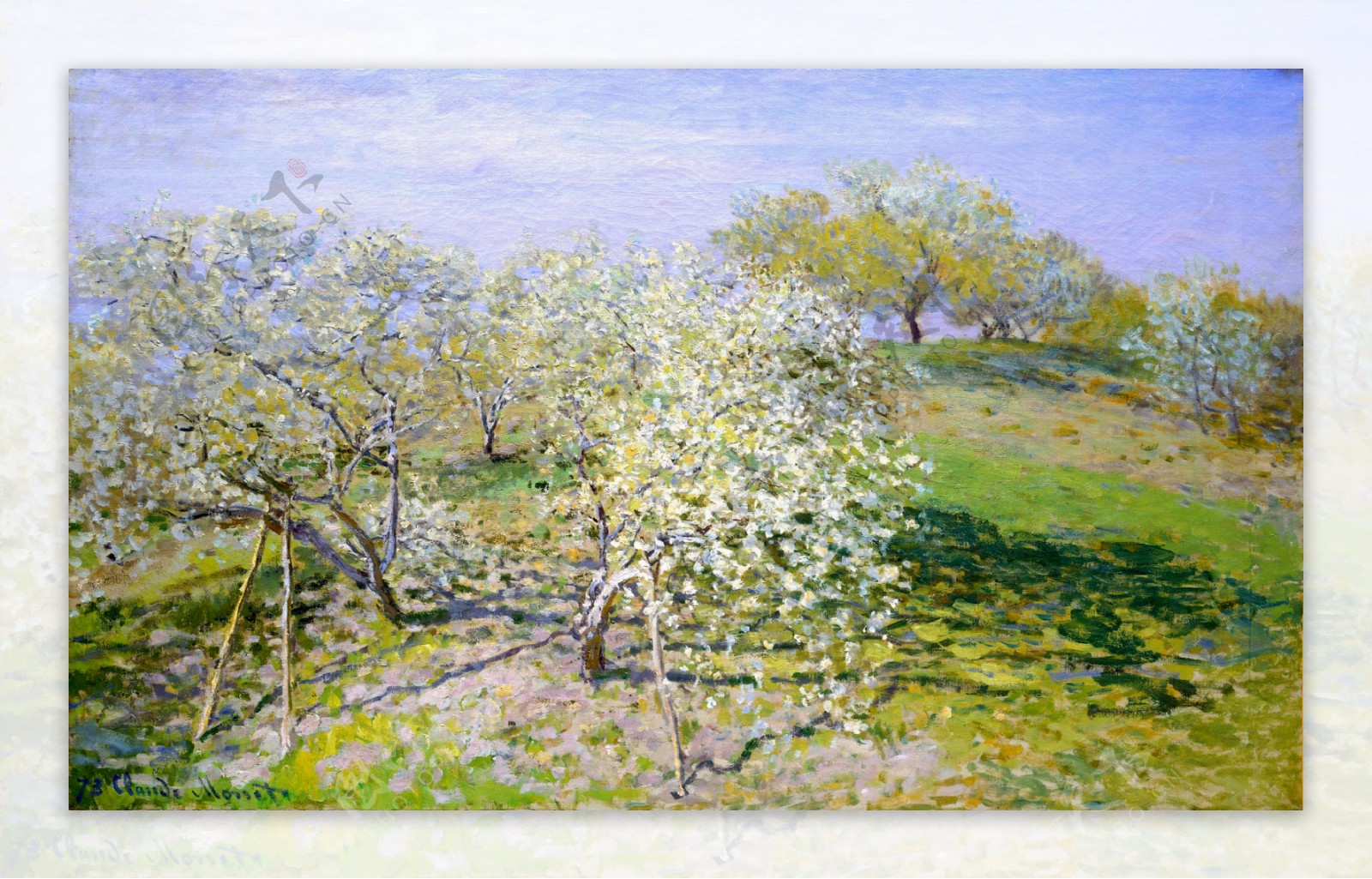 AppleTreesinBloom1873法国画家克劳德.莫奈oscarclaudeMonet风景油画装饰画