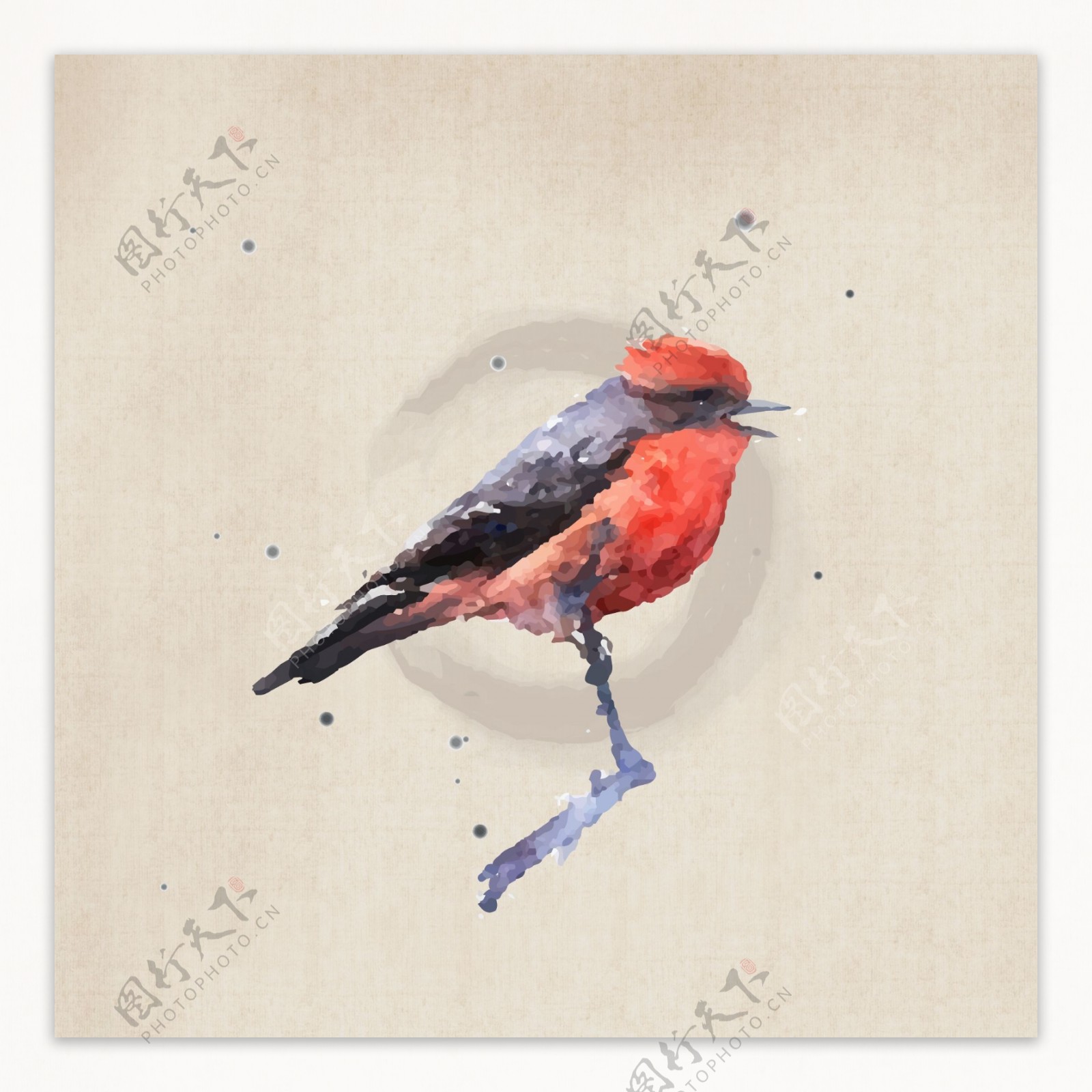 印花矢量图水彩鸟类专题艺术效果水彩免费素材