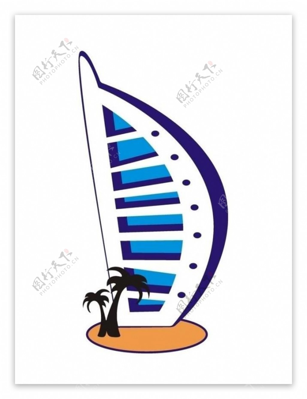 迪拜七星级帆船酒店矢量图片