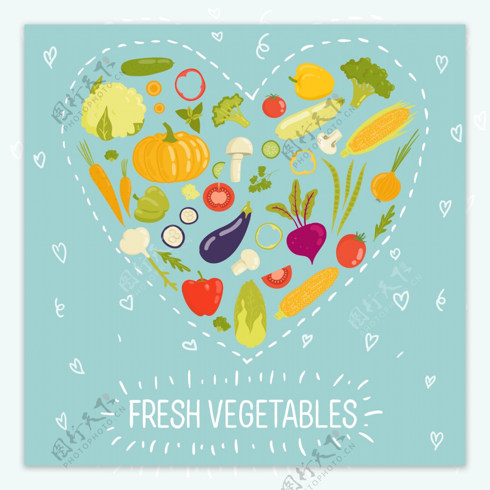爱心蔬菜水果卡片小图标