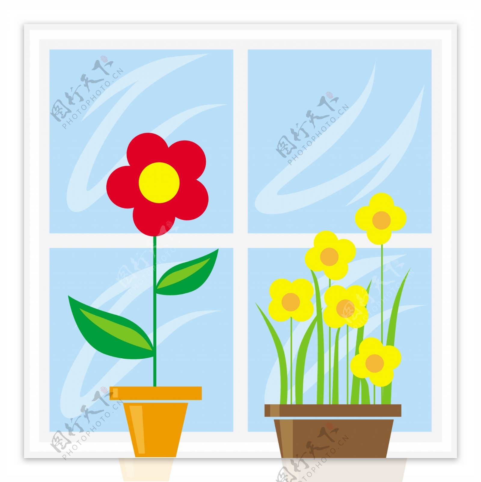 矢量窗户花朵风景素材图片